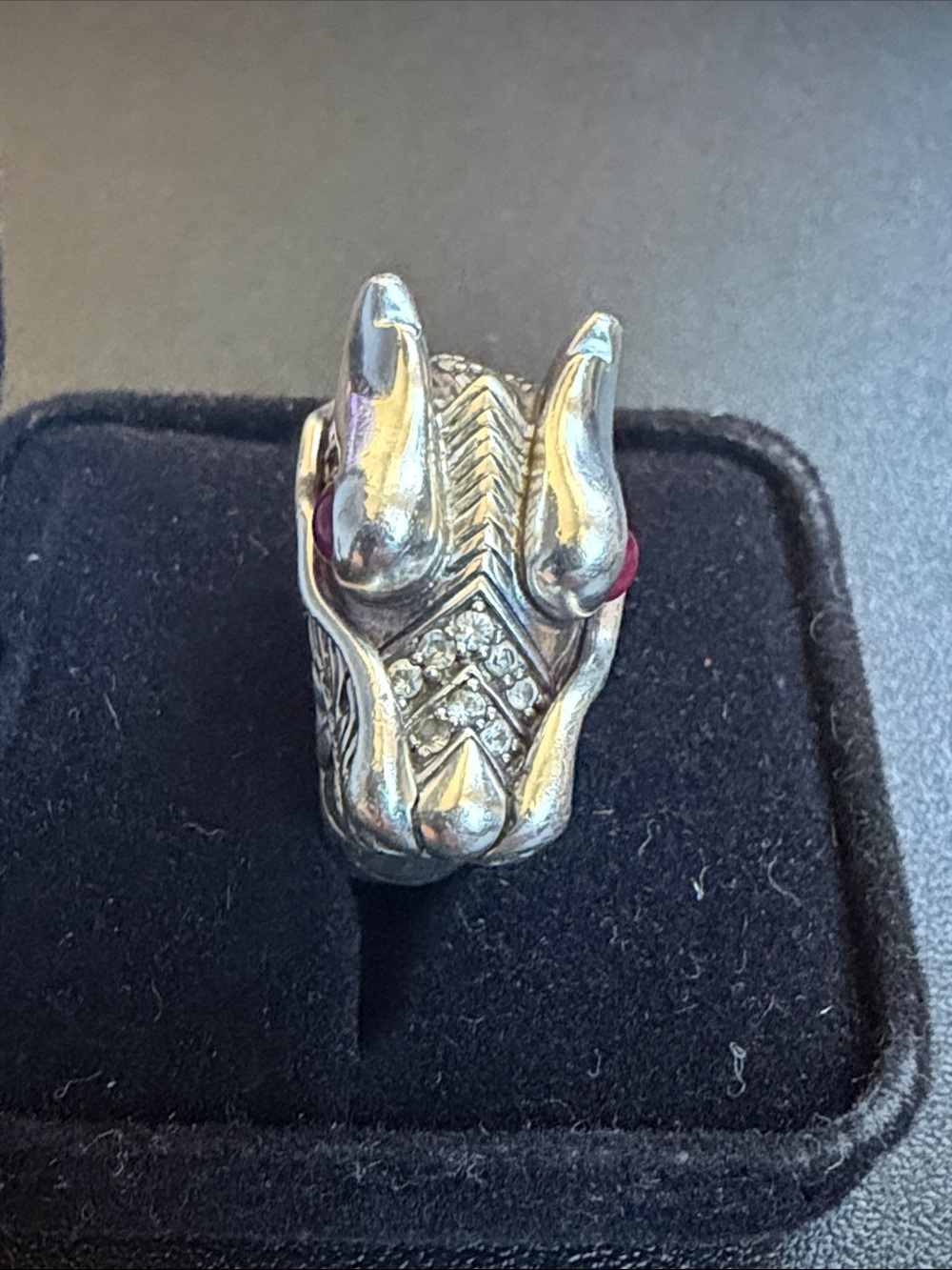 John Hardy ‘Year of the Dragon’ Sterling Silver Dragon Ring w/ ruby & sapphires - Picture 3 of 15